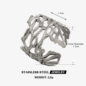 Anillos de Diseño Irregular, Anchos, con Tema Oceánico, de Coral, para Mujer, Resistentes al Agua, No se Deslustran - Product Image 6