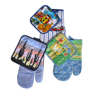 Ensemble de gants de cuisine en coton résistant à la chaleur pour barbecue, avec logo personnalisé, pour four à micro-ondes - Product Image 4
