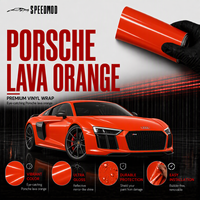 Film de protection PPF SPEEDMOD Lava Orange brillant et vibrant, 7,5 mil, auto-réparant, TPU, couleur unie pour voiture, 1,52 m x 15 m, vente en gros