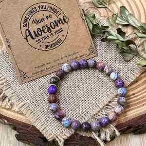 Pulsera de Piedra Natural con Cuentas de Vidrio Coloridas, Corona de Chakra, Espiritual, con Video de Marketing HD Confiable y Tarjeta de Garantía de Calidad - Product Image 1