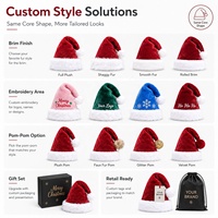 Gorro de Santa Claus de Felpa Corta de 70G con Logotipo Personalizado, 45cm, Borde de Piel Multicolor, Decoración Navideña, Económico, Venta al Por Mayor, OEM