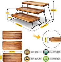Présentoir de cuisine multifonctionnel personnalisable à 3 niveaux en bois d'acacia, plateau de service et présentoir à desserts