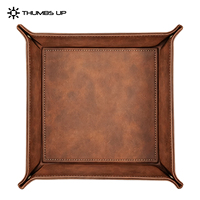 THUMBS-UP Organisateur de bureau pliable en cuir, boîte de rangement multifonctionnelle en cuir pour télécommandes, clés et petits objets
