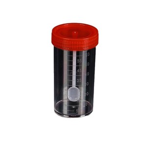 Produits en plastique Runqing, gobelet à urine gradué jetable avec bouchon à vis, 60 ml, récipient de collecte d'échantillons médicaux - Product Image 1