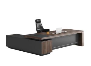 Escritorio Ejecutivo Moderno de Oficina, Escritorio Gerencial de Melamina con Decoración de Mármol, Gabinete Lateral y Archivador - Product Image 2