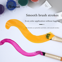 Hechunzi – Lot de 10 pinceaux d'artiste à poils en nylon, manche en bois, virole dorée, pour aquarelle, avec étui, pour étudiants et artistes