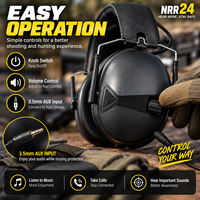 Protège-oreilles de tir à profil bas avec LOGO personnalisé, NRR 24 dB, pliables, protection auditive électronique IPX5 avec port AUX 3,5 mm