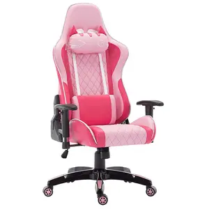 Échantillon gratuit fauteuil de jeu professionnel pour femmes rosa rose cuir pro silla gamer design mignon chaise de jeu pour fille