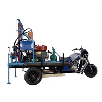 Foreuse hydraulique rotative diesel à trois roues pour puits d'eau, portable, profondeur max. 200 m, pour usage agricole et de construction