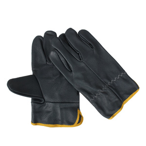 Guantes de Soldadura Cortos de Cuero de Color Oscuro, Completos, con Dorso Dividido, Antideslizantes y Resistentes al Desgaste, Guantes de Trabajo Reforzados - Product Image 1