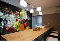 Papier peint mural 3D moderne à motifs personnalisés, fruits frais dans l'eau, pour restaurant, bar, boutique de fruits frais