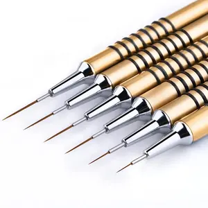 Custom Rainbow 6PCS Sets Pintura Gel Pen Profesional Ultra Thin Brush 5mm/7mm/9mm/11mm/20mm/25mm Nail Art Brushes Set Liner