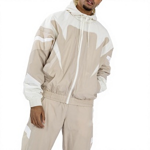 Veste coupe-vent décontractée à capuche pour homme avec blocs de couleur, en tissu polyester respirant, ensemble coupe-vent en vente en ligne - Product Image 4