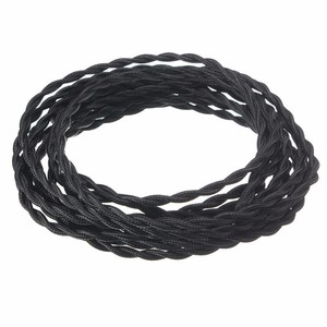 Accessoires d'éclairage pour lampe décorative Edison, câble textile torsadé à 2 conducteurs, cordon tressé en <span class=keywords><strong>tissu</strong></span> <span class=keywords><strong>noir</strong></span>, fils électriques solides - Product Image 3