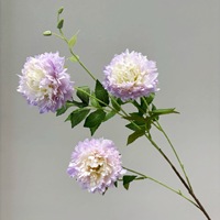 Bunga Peony Daisy Maroko Buatan, Dekorasi Bunga Sutra Tiga Kepala Gaya Nordik Kelas Atas untuk Hiasan Meja Pernikahan