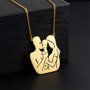 Ciondolo famiglia personalizzato collana in acciaio inossidabile Color oro placcato una famiglia di <span class=keywords><strong>tre</strong></span> pendenti genitore-figlio per <span class=keywords><strong>madri</strong></span> - Product Image 5