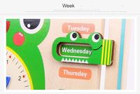 Jouet éducatif précoce en bois, horloge d'apprentissage du temps en forme de grenouille de dessin animé, calendrier pour enfants, jouets d'apprentissage de l'heure, horloges cognitives pour enfants