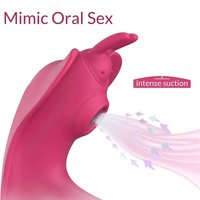 Damen 2-in-1 Heizung tragbarer Vibrator Fern gesteuerter Sauger Dildo Klitoris Stimulator Höschen Saugen Vibrieren