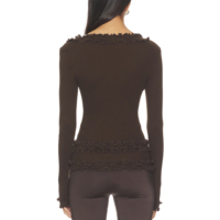 Pull en tricot sexy pour femme, 100 % coton, col en V, manches longues, volants, extensible, coupe ajustée, anti-plis, respirant, idéal pour les soirées
