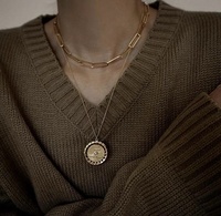 Collier en cuivre doré vintage avec pièce de monnaie en forme de cœur et tournesol, design de niche superposé pour femme, accessoires de mode