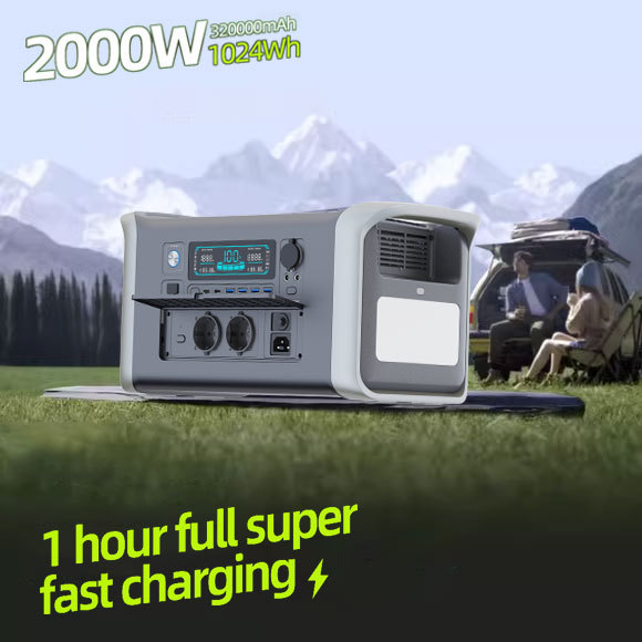 US Stock 1000 Watt 2000 Watt Camping Portable Power Supply 2000W Home Power Station Solar Generator for Household Outdoor