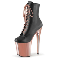 Bottines courtes pour femme à talon très haut de 20 cm, sexy, fétichistes, pour pole dance, plateforme imperméable, grande taille, mode, hauteur de la cheville, à lacets
