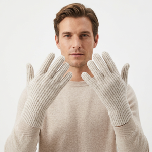 Gants unisexes pour adultes en mélange de laine, longueur coude, coupe-vent, respirants, à doigts complets, tricotés côtelés, décontractés, couleur unie beige, chauds, personnalisables - Product Image 6