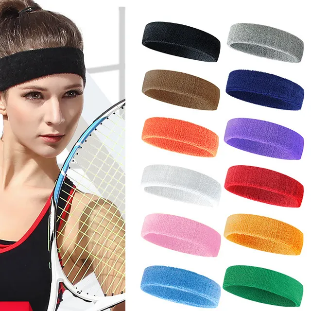 Promozionale confortevole spugna Logo personalizzato antiscivolo Yoga Tennis sudore fasce per capelli in esecuzione fasce per asciugamani sportivi per le donne