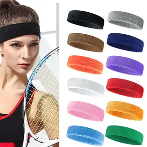 Promotional Comfortable Terry Cloth Custom Logo Non-Slip Yoga Tennis Sweat Hair Bands Running Sports Towel Headbands for Women