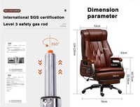 Chaise de bureau pivotante moderne en cuir à dossier haut avec design ergonomique inclinable et massant, et roulettes