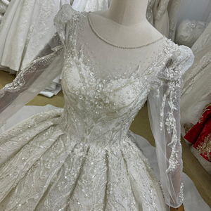 Vestido de novia de manga larga Encaje brillante Lentejuelas Vestidos de novia <span class=keywords><strong>Capilla</strong></span> Lsbh44 - Product Image 3