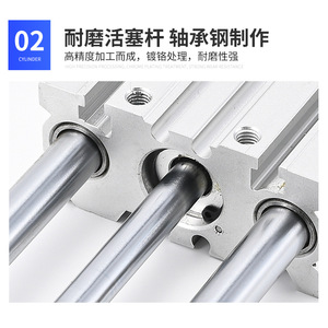 กระบอกลมสามแกน Liyuan Pneumatic รุ่น TCM121625 20SX30X40X50X63 75S 80 พร้อมลูกสูบแม่เหล็กสำหรับติดตั้งเซ็นเซอร์ - Product Image 3