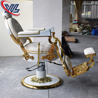 Xinman plaqué or Vintage confortable inclinable équipement antique hydraulique beauté meubles style Salon de coiffure chaise de barbier