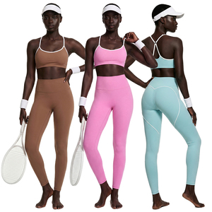 Conjunto de <span class=keywords><strong>Yoga</strong></span> de 2 Piezas para Mujer con Logotipo Personalizado, Sujetador Deportivo de Alta Sujeción, Pantalones de Compresión con Efecto Levanta Glúteos, Ropa Deportiva Elástica en <span class=keywords><strong>4</strong></span> Direcciones - Product Image 1