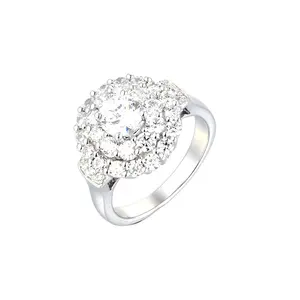 Ouro branco cz diamond jewelry 925 anel de prata sol