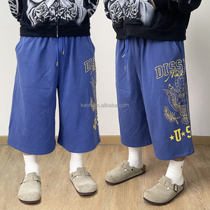 Pantaloncini sportivi 3/4 personalizzati in cotone 100% pesante, lavaggio acido, estivi, <span class=keywords><strong>oversize</strong></span>, larghi, a capri, lunghi, da uomo - Product Image 1