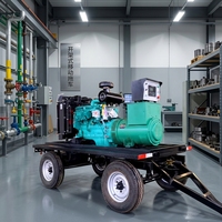 Groupe électrogène diesel 50Hz portable silencieux à châssis ouvert, démarrage automatique, monophasé ou triphasé avec ATS et roues