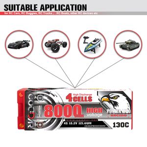 CODDAR 4S 8000MAH HV 15.2V 130C 260C 5mm mermi sert çanta RC LiPo pil için 1/8 1/10 RC araba tekne - Product Image 2
