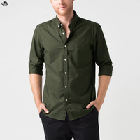 Chemises Oxford formelles pour hommes à col boutonné, design simple, poches, logo personnalisé, manches longues, uniforme de restaurant, bar, tissées