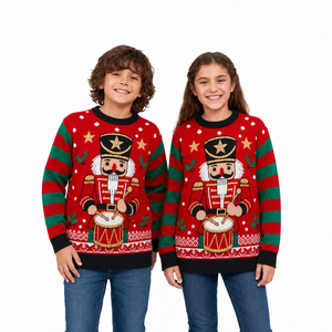 <span class=keywords><strong>Su</strong></span>éter Navideño Familiar a Juego con Patrón de Soldado Cascanueces y Tambor, Conjunto de Punto para Él, Ella y Niños para Fiestas Navideñas - Product Image 3