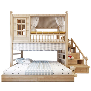Letto a Castello Semplice per Bambini in Legno Massello, Personalizzazione Completa, Letto Multipersona Multifunzionale a Due Piani - Product Image 6