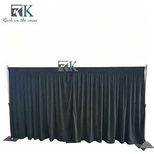 RK Pipe And Drape Aluminum Standing Curtain System Black Fabric Backdrop Kit Detachable Minimalist Style - Product Image 1