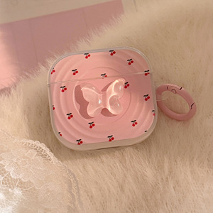 เหมาะสำหรับหูฟัง AirPods Pro 2 พวงกุญแจรูปผีเสื้อ 3 มิติ สีชมพูเชอร์รี่ เคสป้องกันการตก - Product Image 6