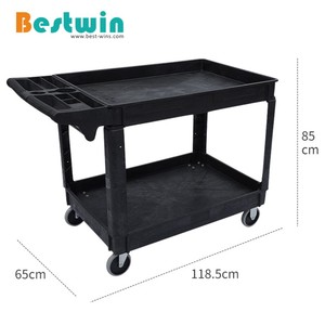 Tiện ích dịch vụ giỏ hàng <span class=keywords><strong>2</strong></span> kệ nhiệm vụ nặng nề nhựa lưu trữ khay xử lý đa mục đích công cụ xe đẩy cho kho - Product Image 6