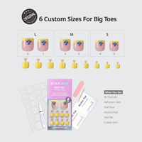 BTArtbox doux Gel XCOAT 3D Floral presse sur les ongles en gros court amande fait à la main bleu français pointe faux ongles