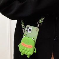 Coque de téléphone MOKO ISO BSCI antichoc en silicone avec motif de grenouille de dessin animé, sangle bandoulière, pour iPhone 11, 12 Mini, 13, 14 Pro Max, Xs