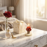 Lilin Aromaterapi Aroma Tulip Estetis dalam Stoples Kaca 3D, Lilin Kedelai Campuran, Dekorasi Rumah Romantis, Lilin Bunga Musim Semi