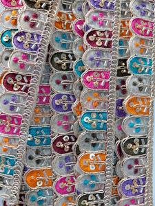 Multicolor Embroidered Lace Border Trim <b>Decorative</b> Sequin Embroidery Fabric <b>Ribbon</b> - Product Image 1