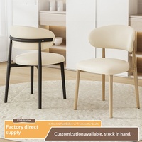 Chaise de salle à manger en acier inoxydable avec revêtement en cuir, design moderne et minimaliste, dossier non pliable, mobilier de maison pour salle à manger