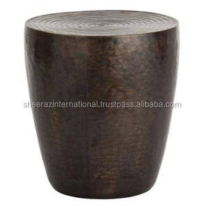 Custom Antique Metal Drum Stool Hammered Finish Gold Accent <b>Side</b> <b>Table</b> for Home Bar Hotels-for Kitchen Gym Living Room <b>Sofas</b> - Product Image 6